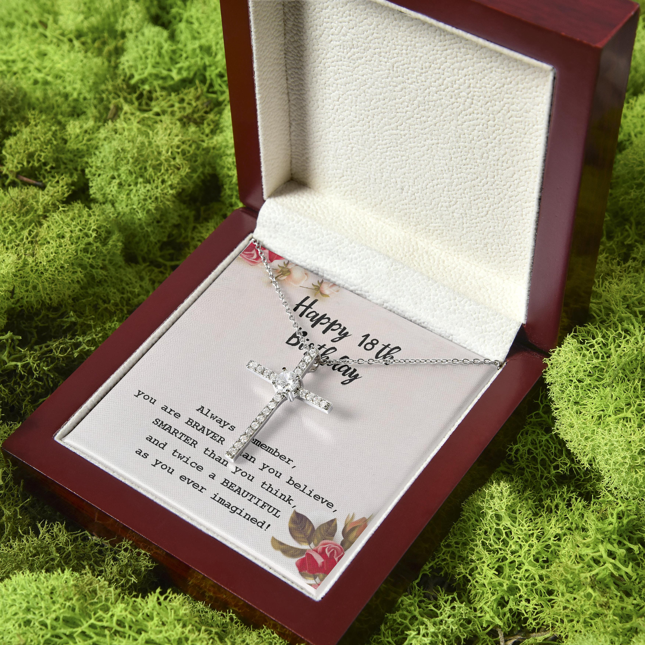 18th Birthday Gift For Girlfriend Be Confident CZ Cross Necklace
