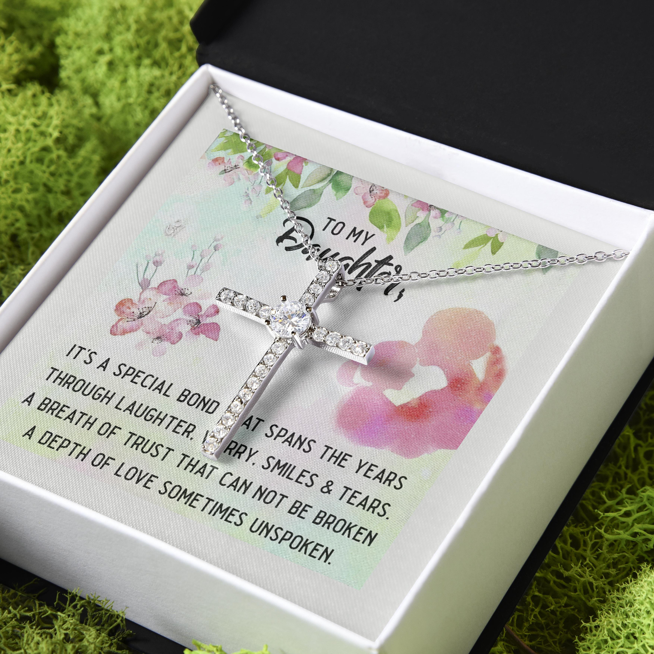 A Breath Of Trust Gift For Daughter CZ Cross Necklace