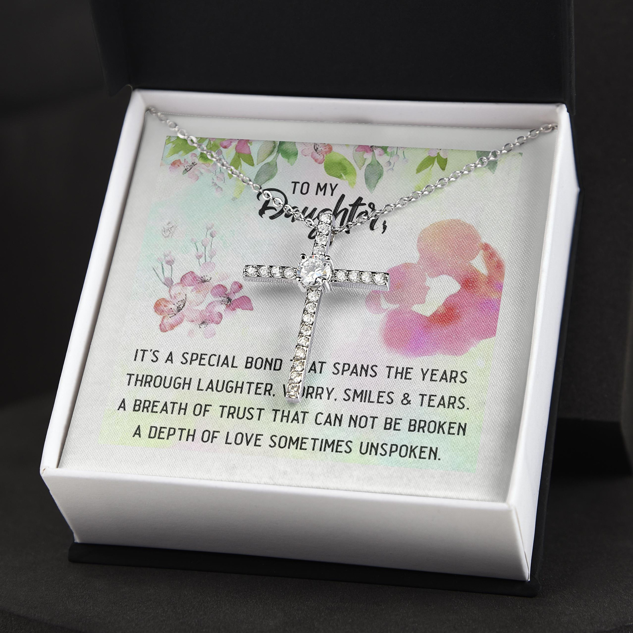A Breath Of Trust Gift For Daughter CZ Cross Necklace