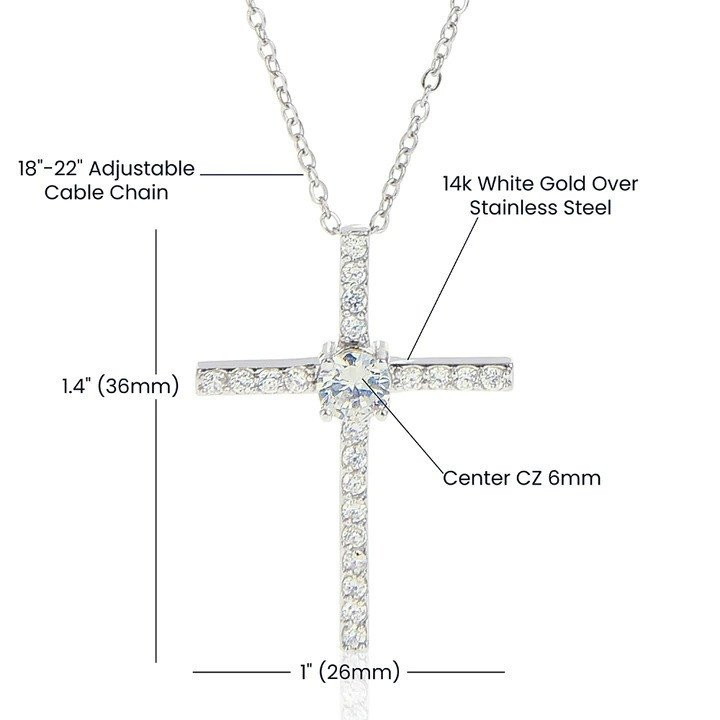 A Winter Oath To You Wolf Gift For Her CZ Cross Necklace