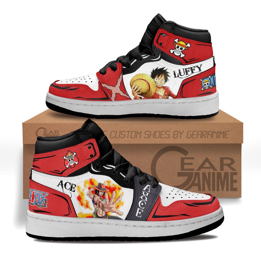 Ace and Luffy Kids Sneakers Custom Anime One Piece Kids Shoes