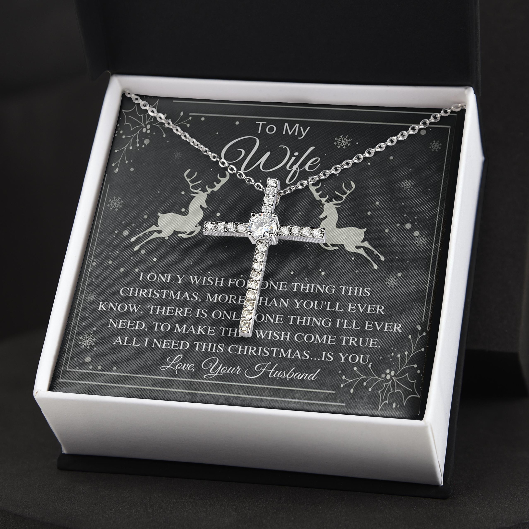 All I Need For Christmas Gift For Wife CZ Cross Necklace