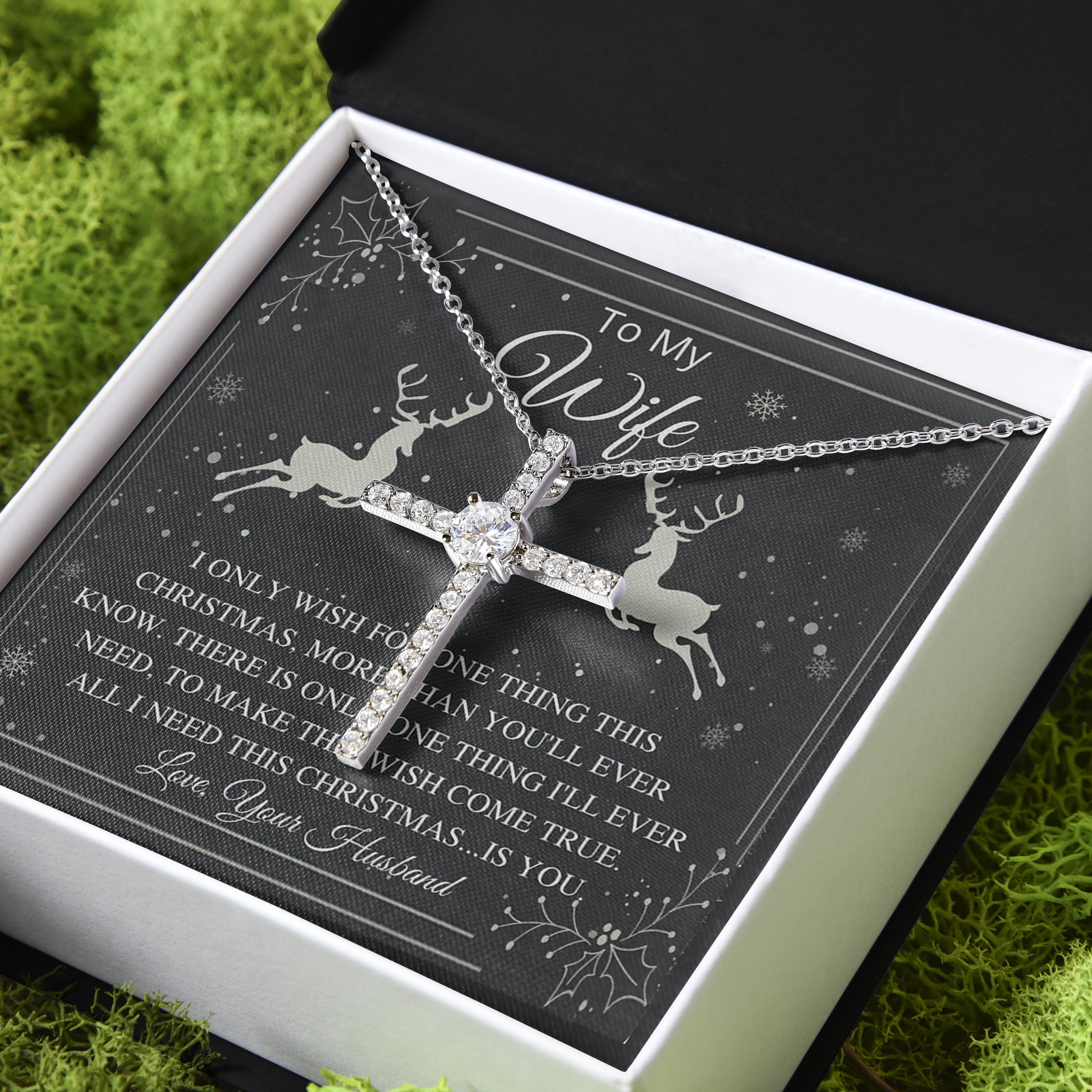 All I Need For Christmas Gift For Wife CZ Cross Necklace