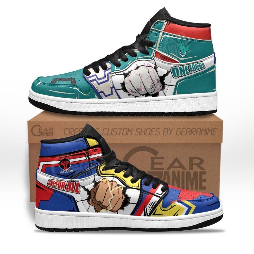 All Might and Deku Sneakers Custom One For All My Hero Academia Shoes