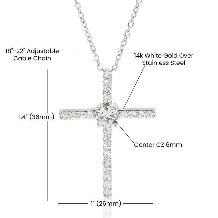Always Be My Baby Girl Mom Gift For Daughter CZ Cross Necklace