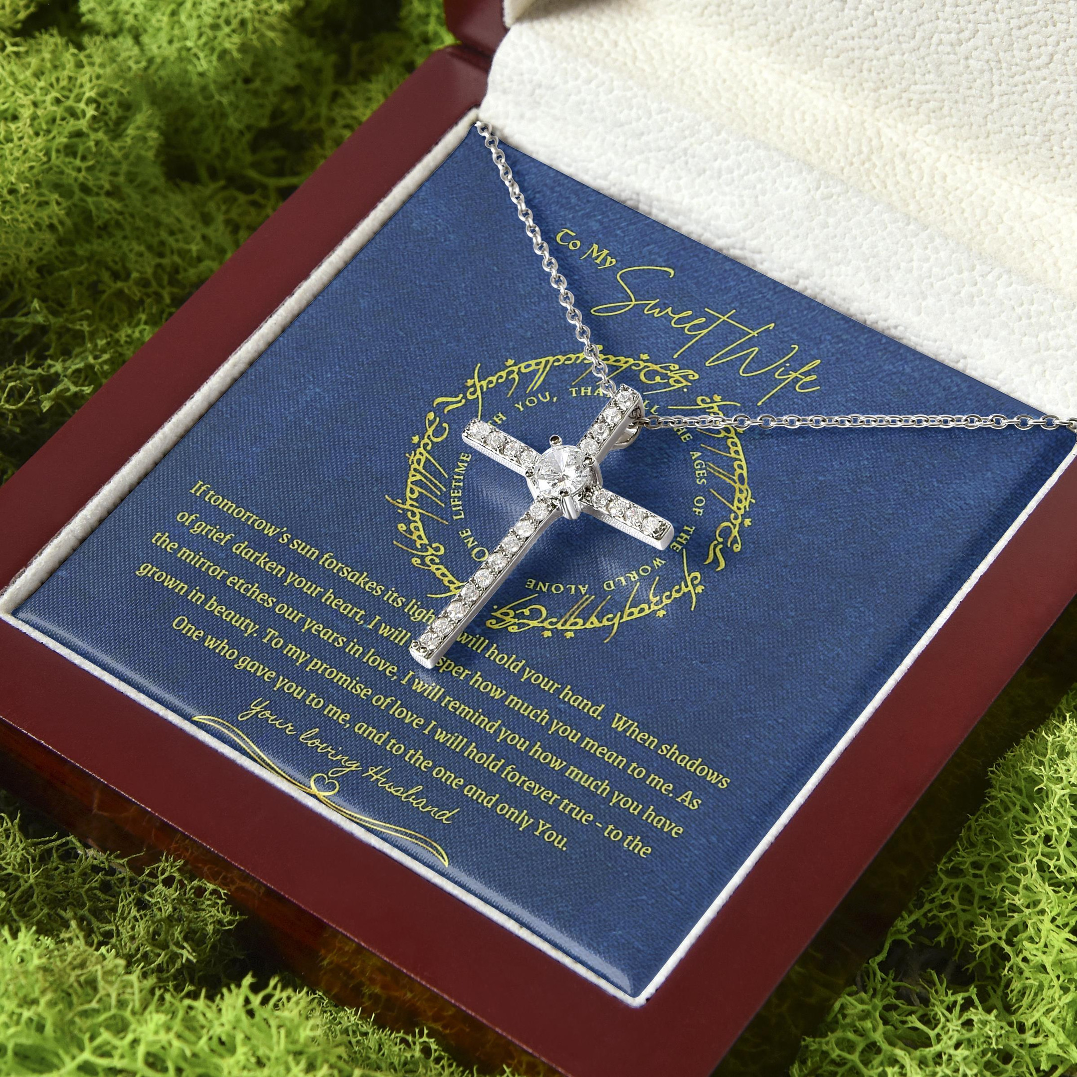 Always Here For You Gift For Wife CZ Cross Necklace