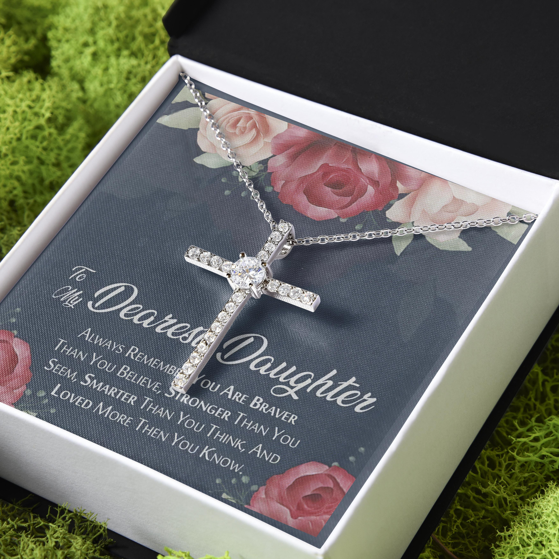 Best Gift For Daughter Always Remember You Are Breaver CZ Cross Necklace