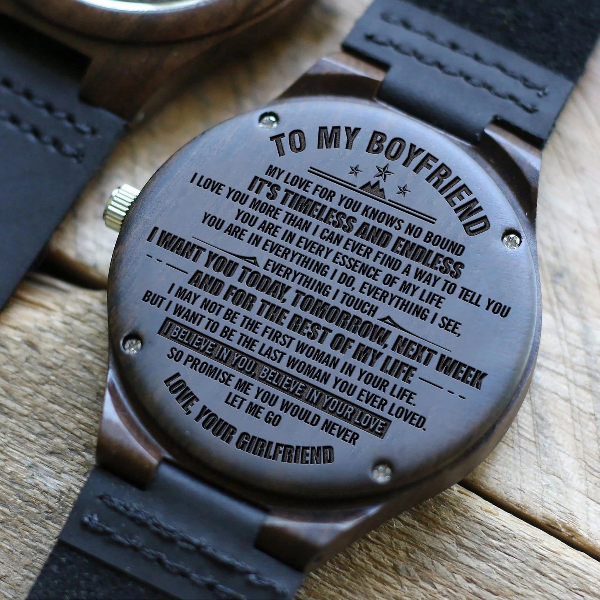 Birthday Gift For Boyfriend I Want You All The Time All Cool Design Engraved Wooden Watch