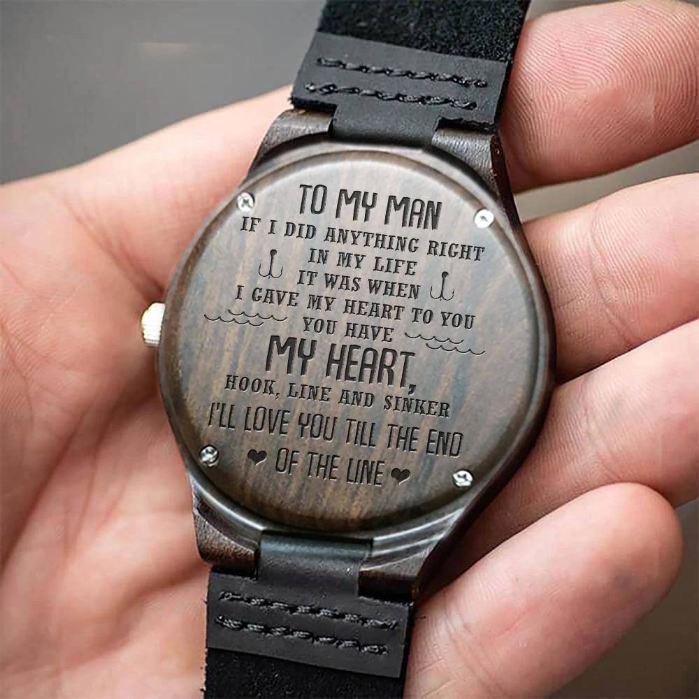 Cool Engraved Wooden Watch Gift For Him I Gave My Heart To You