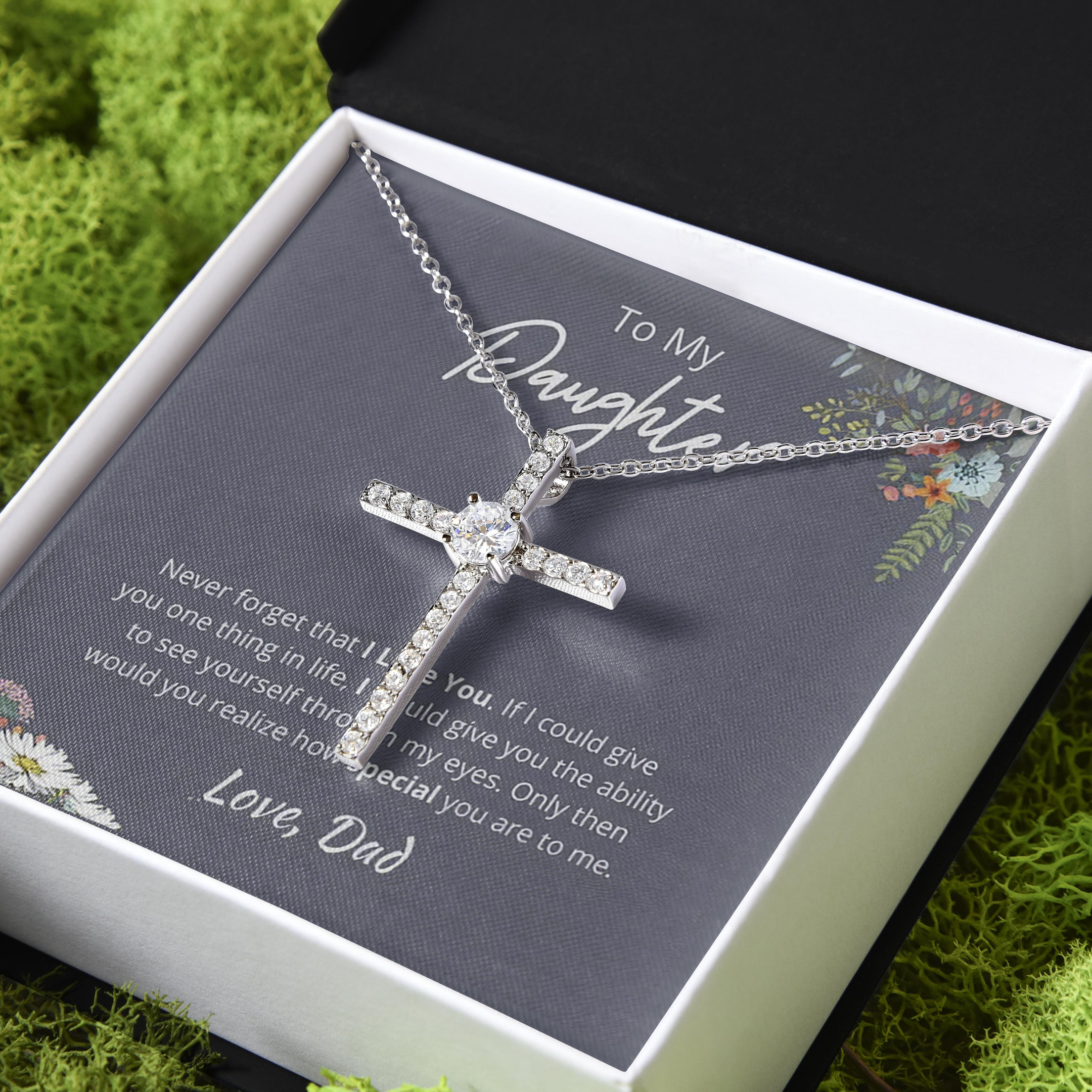 Dad Gift For Daughter How Special You Are To Me CZ Cross Necklace