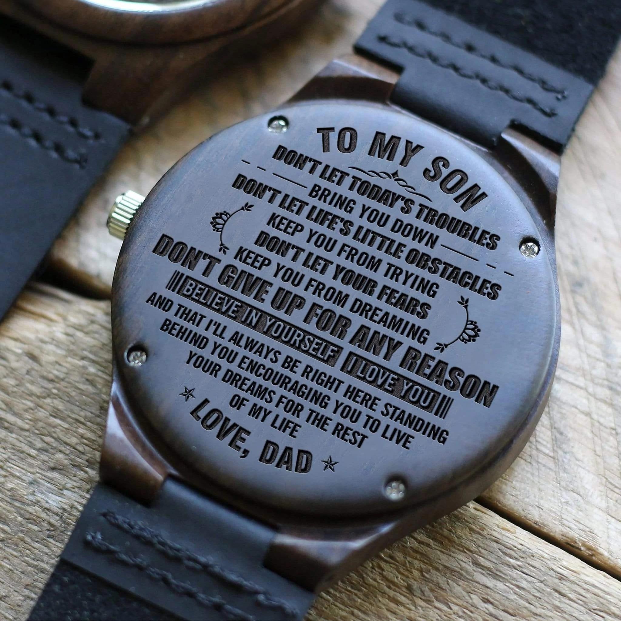 Dad Gift For Son Do Not Give Up Engraved Wooden Watch