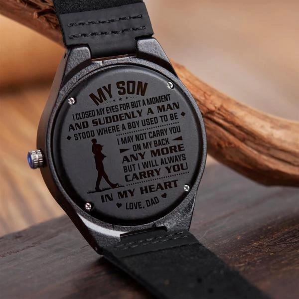 Dad Gift For Son I May Not Carry You On My Back Cool Design Engraved Wooden Watch