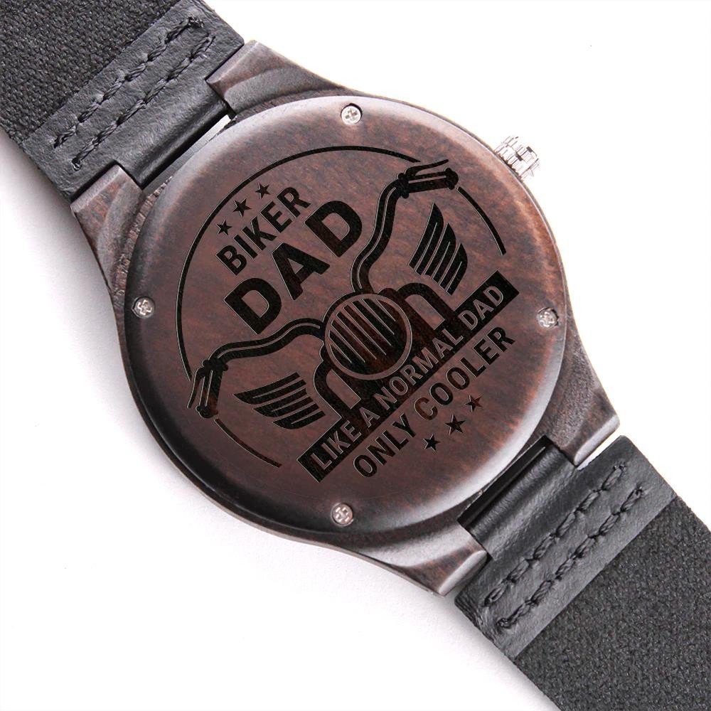 Engraved Wooden Watch Gift For Dad Biker Dad Like A Normal Dad Only Cooler