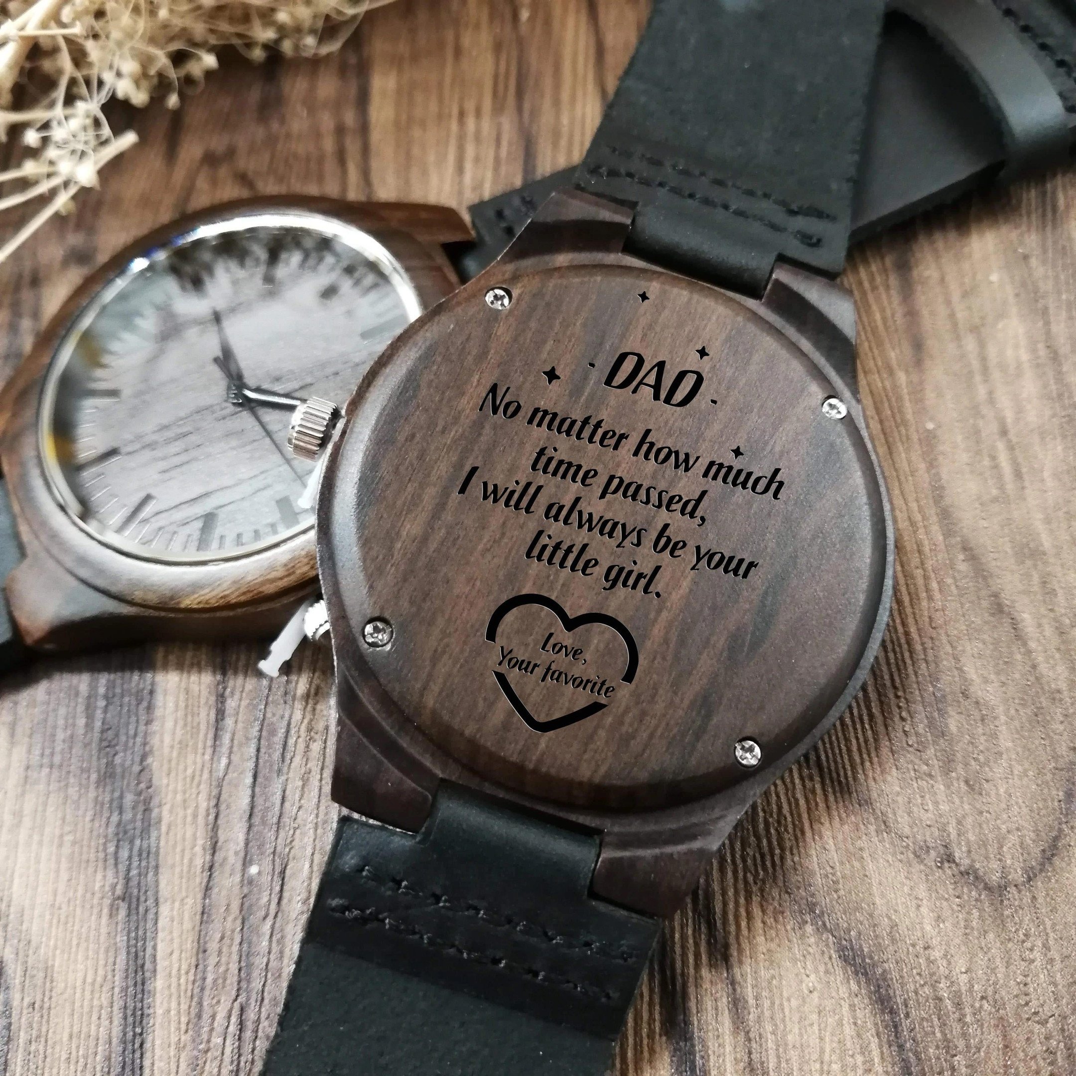 Engraved Wooden Watch Gift For Dad I Will Always Be Your Little Girl