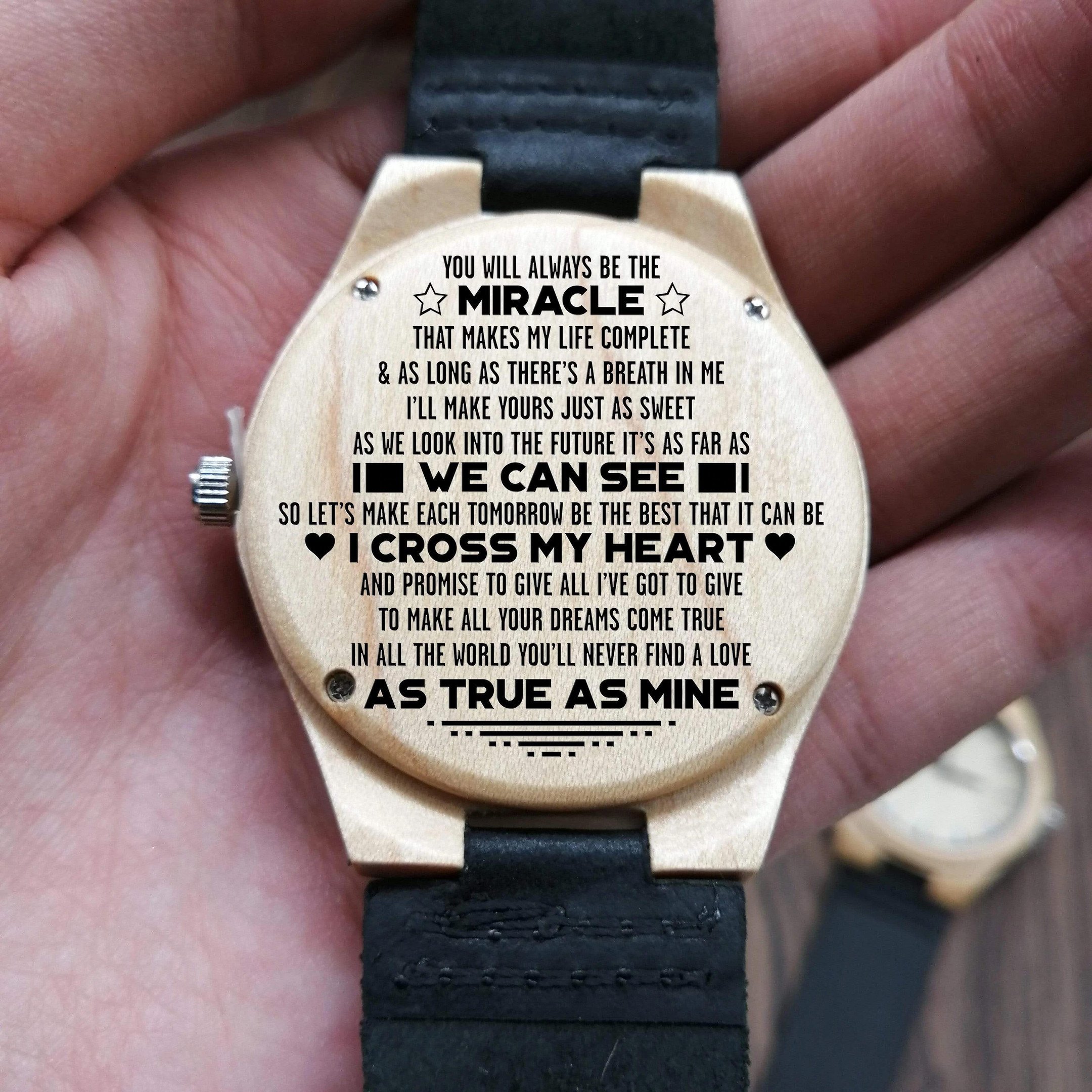 Engraved Wooden Watch Gift For Him I Cross My Heart