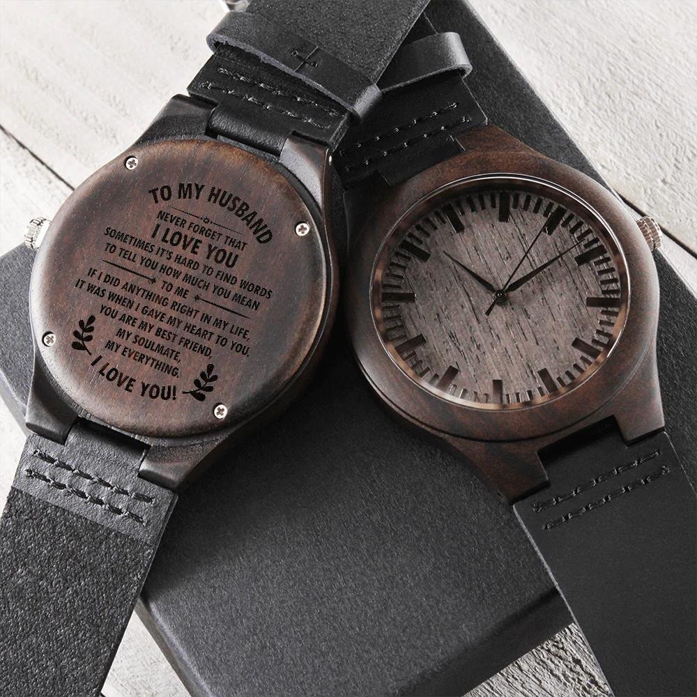 Engraved Wooden Watch Gift For Husband Sometimes It Hard To Find Words