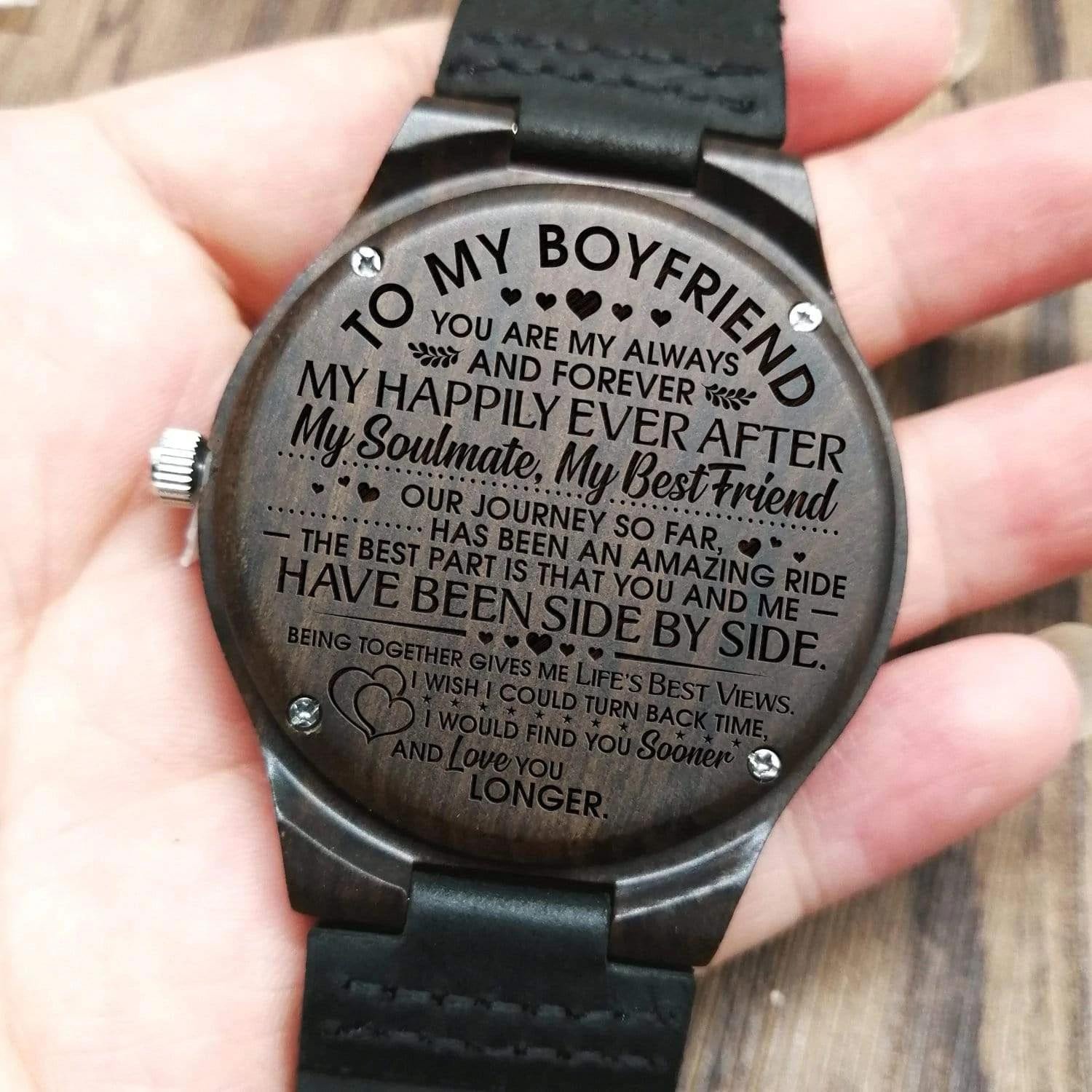 Engraved Wooden Watch Perfect Gift For Boyfriend My Happily Ever After