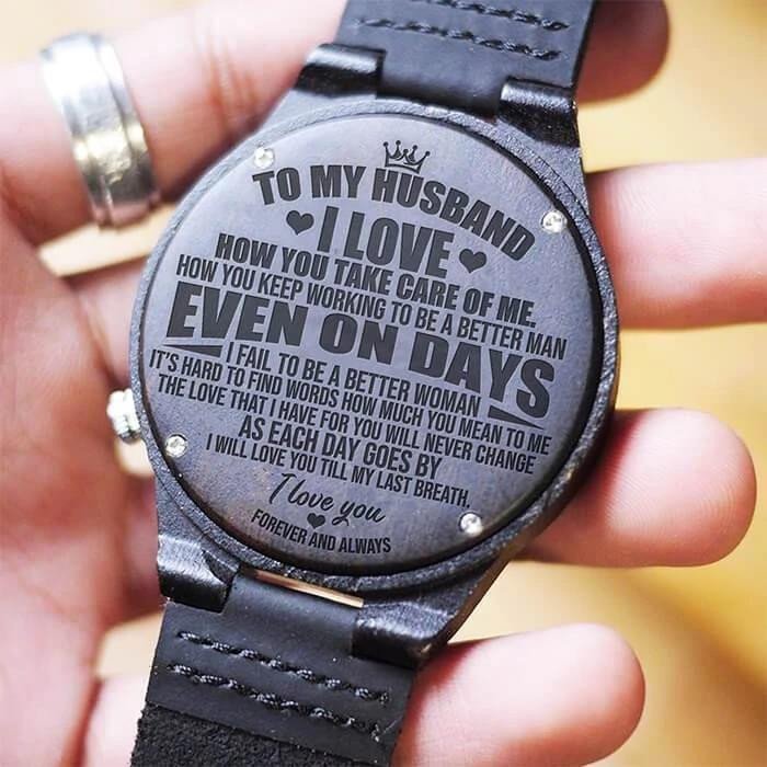 Engraved Wooden Watch Perfect Gift For Husband Forever And Always