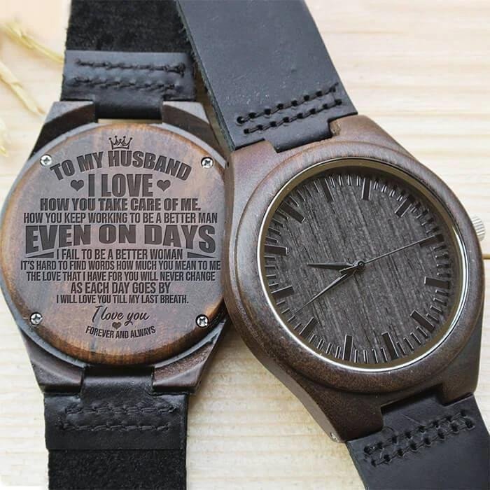 Engraved Wooden Watch Perfect Gift For Husband Forever And Always