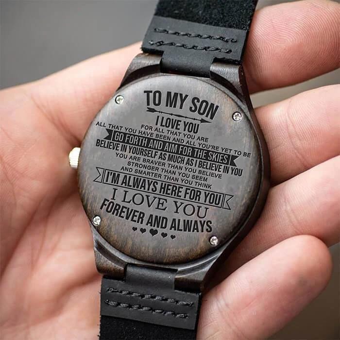 Engraved Wooden Watch Perfect Gift For Son Go Forth And Aim For The Skies