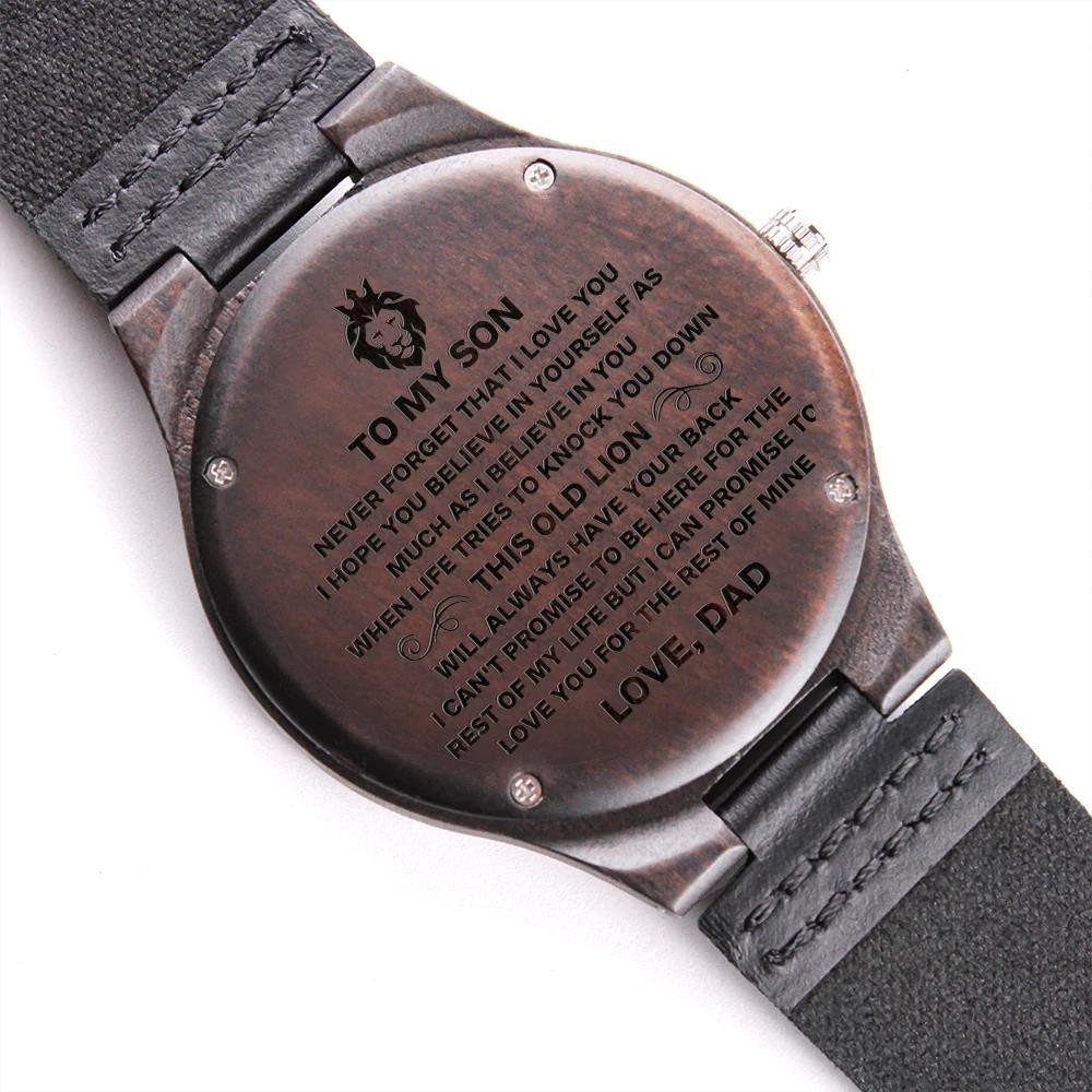 Engraved Wooden Watch Special Gift For Son This Old Lion Will Always Have Your Back