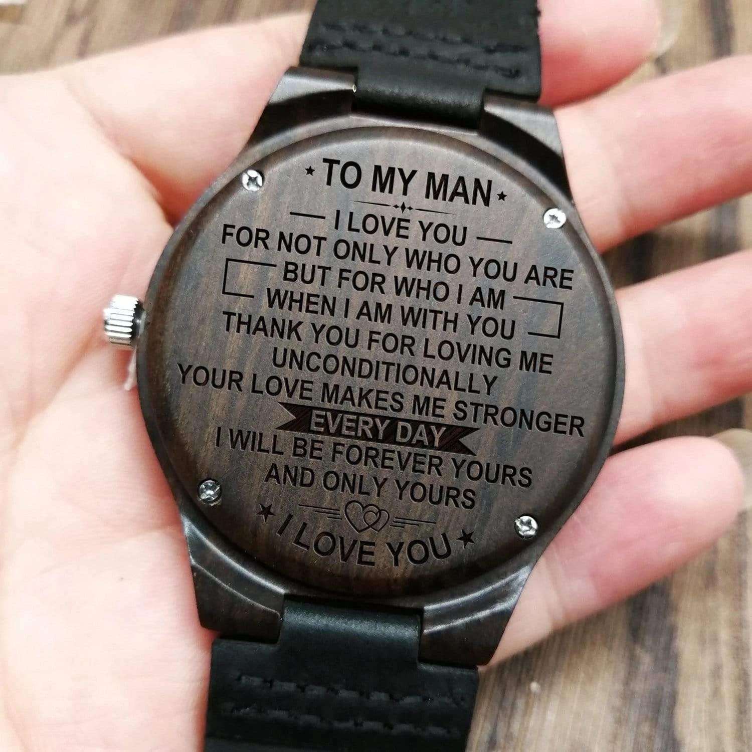 Engraved Wooden Watch Unique Gift For Him Thank You For Loving Me