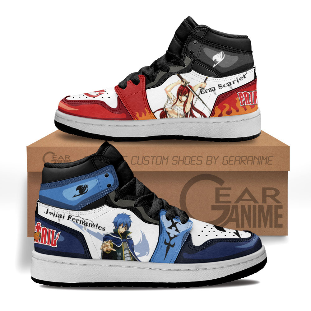 Erza and Jellal Kids Sneakers Custom Fairy Tail Anime Kids Shoes