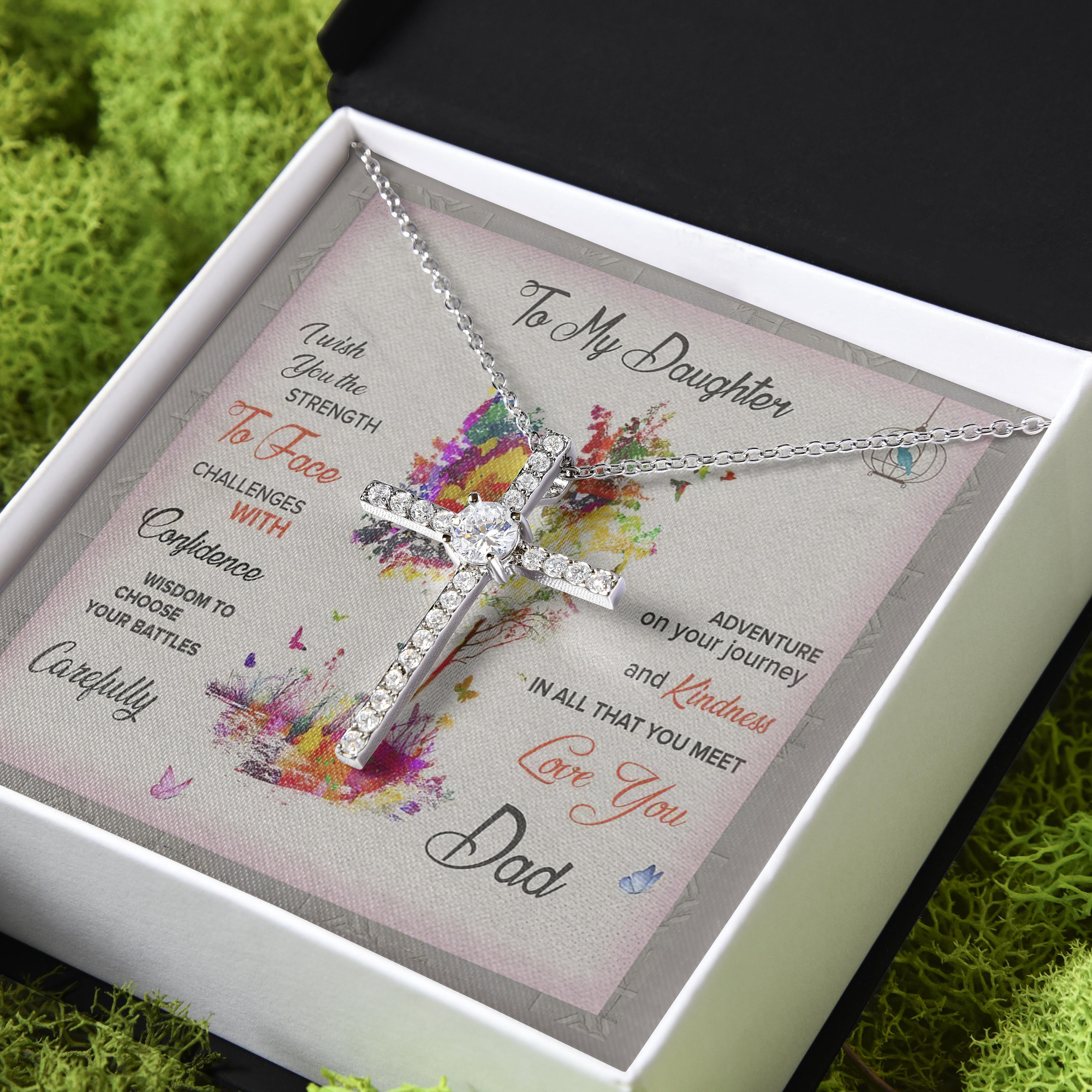 Face Challenges With Confidence Gift For Daughter CZ Cross Necklace