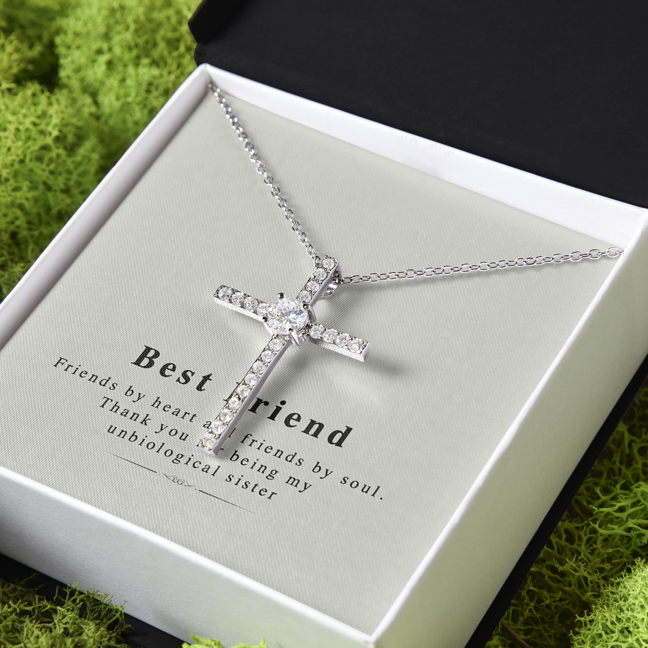 Friends By Heart And Friends By Soul Gift For Friend CZ Cross Necklace