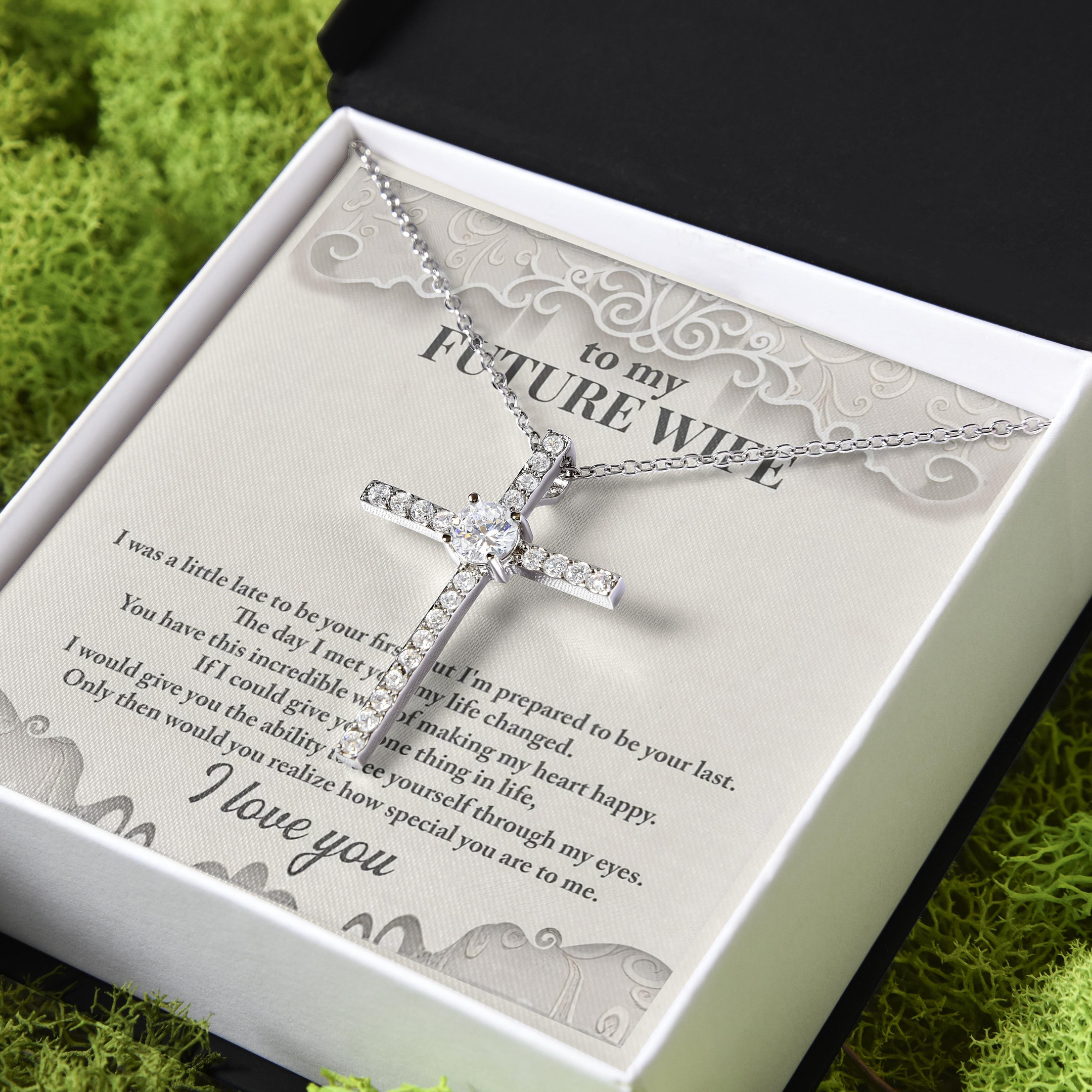 Future Wife The Day I Met You My Life Changed Gift For Wife CZ Cross Necklace