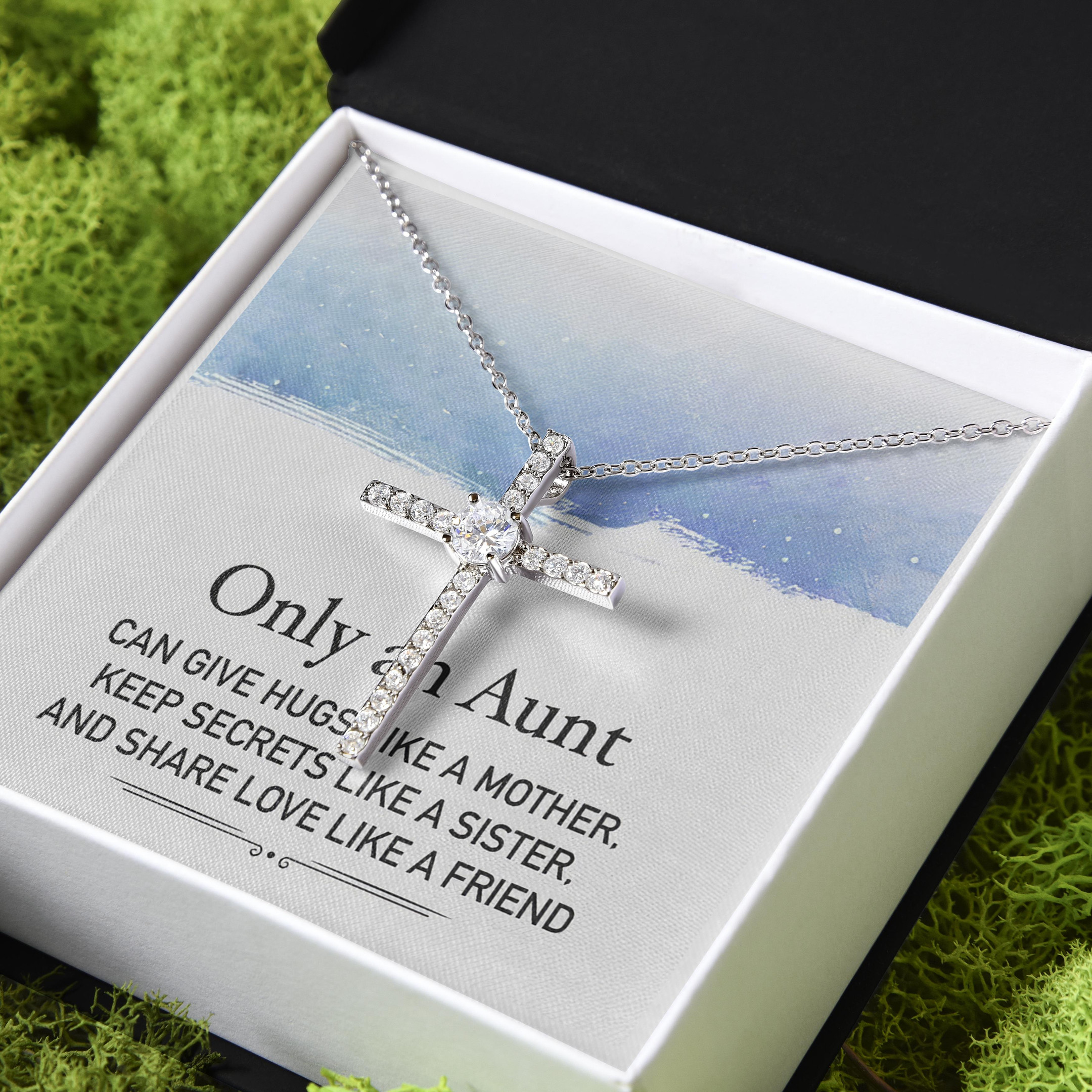 Gift For Aunt Can Give Hugs Like A Mother CZ Cross Necklace