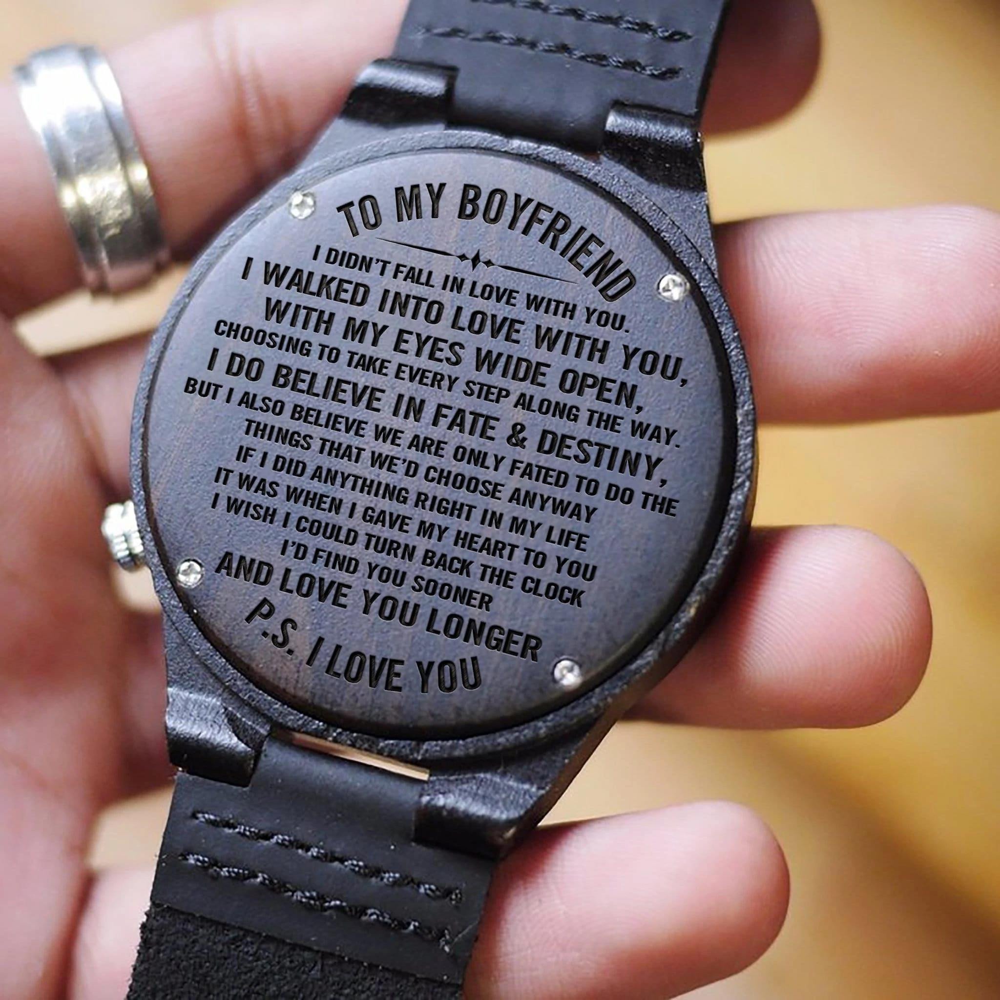 Gift For Boyfriend I Believe In Fate And Destiny Cool Design Engraved Wooden Watch