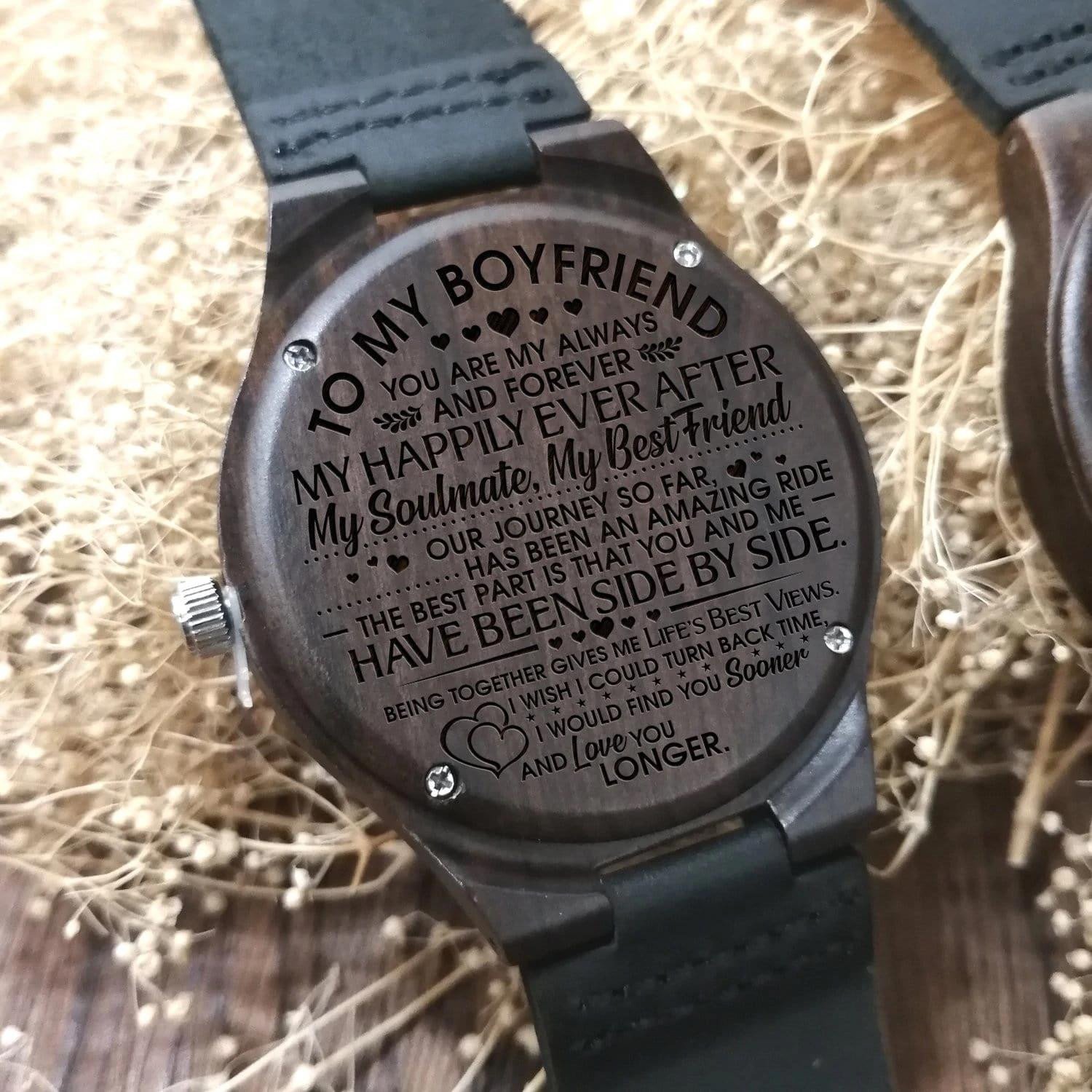 Gift For Boyfriend You Are My Happily Ever After Cool Design Engraved Wooden Watch
