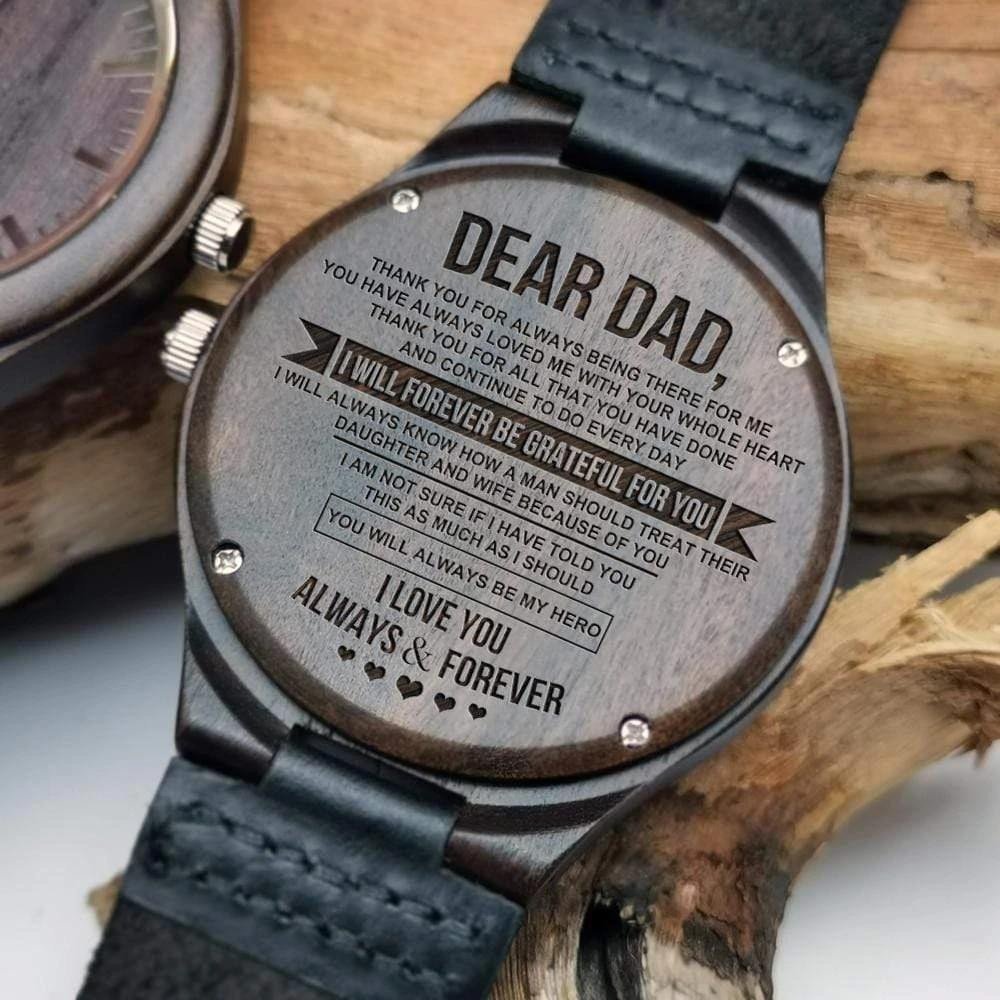 Gift For Dad From Son Forever Be Grateful For You Engraved Wooden Watch