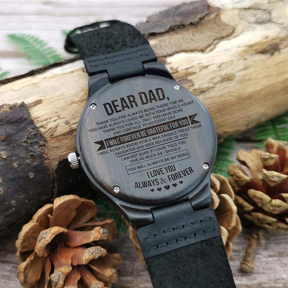 Gift For Dad From Son Forever Be Grateful For You Engraved Wooden Watch