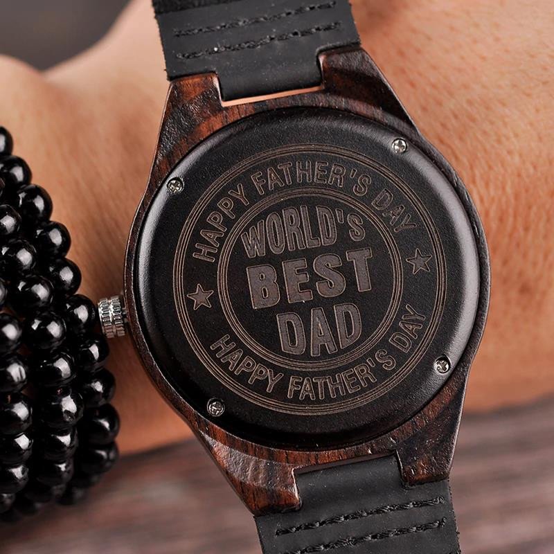 Gift For Dad World Best Dad Happy Father's Day Engraved Wooden Watch