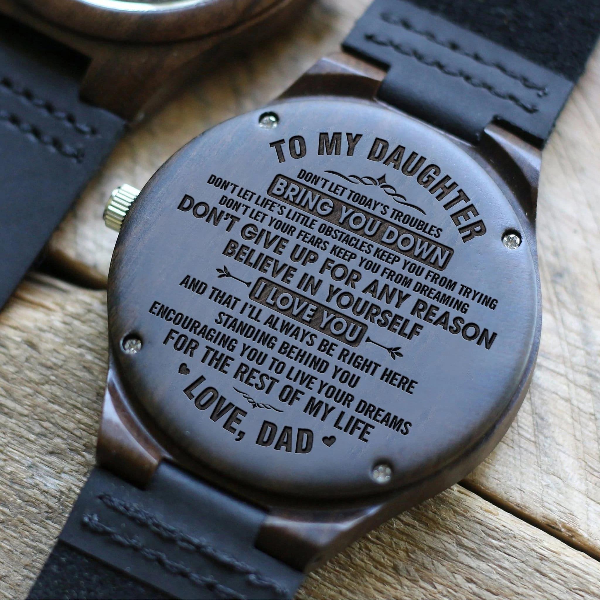 Gift For Daughter Do Not Give Up Cool Design Engraved Wooden Watch