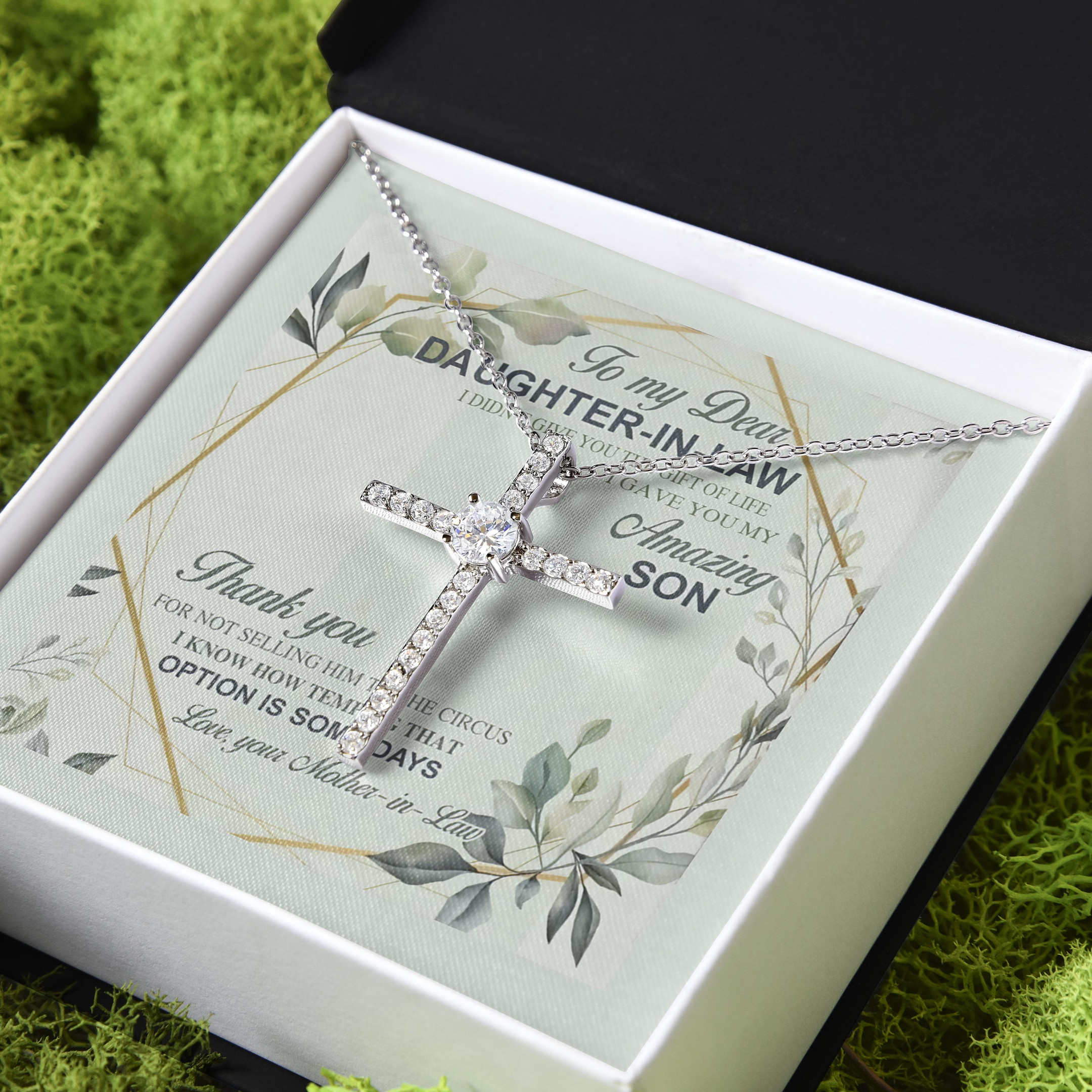 Gift For Daughter In Law I Love You CZ Cross Necklace