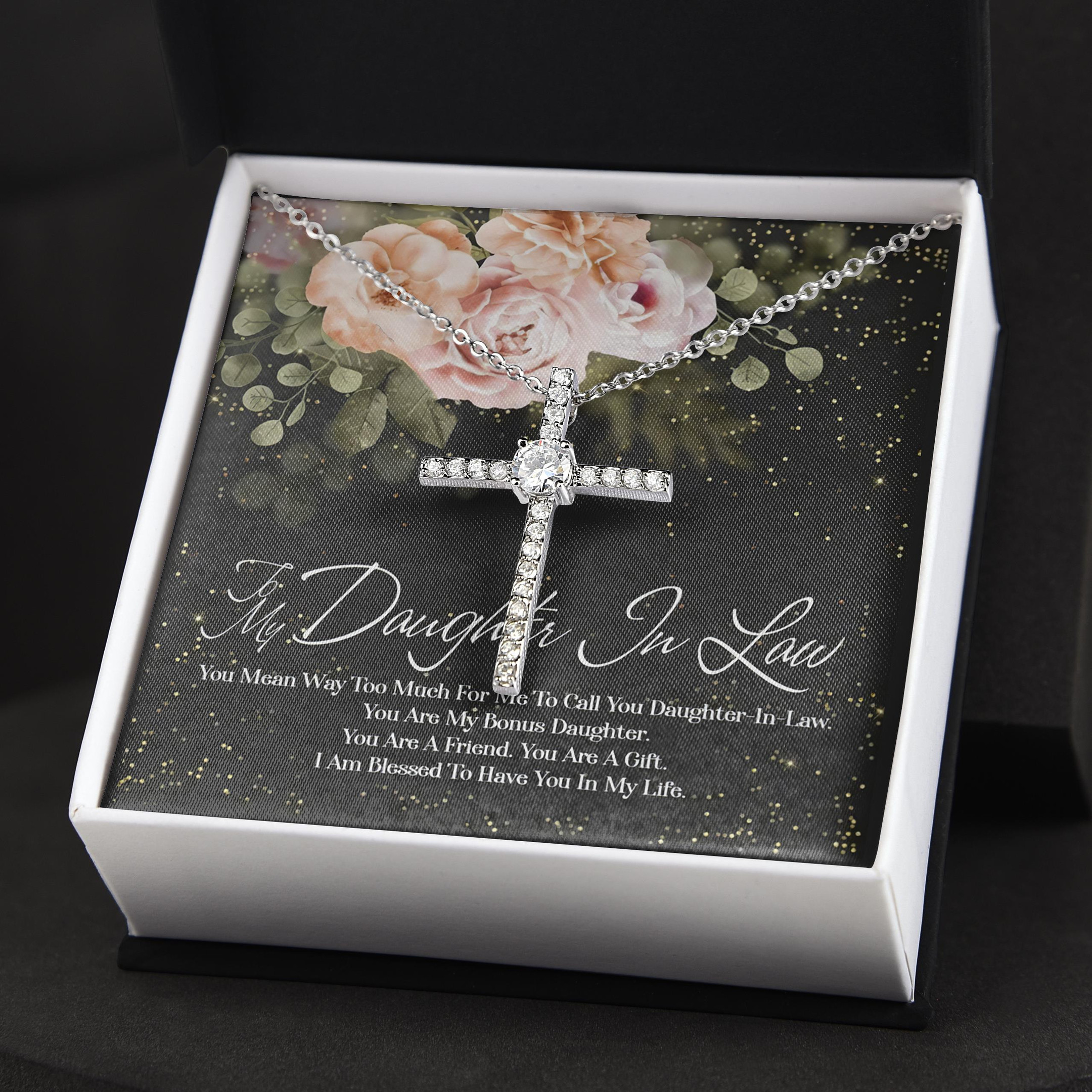 Gift For Daughter In Law You Are A Gift I Love You CZ Cross Necklace
