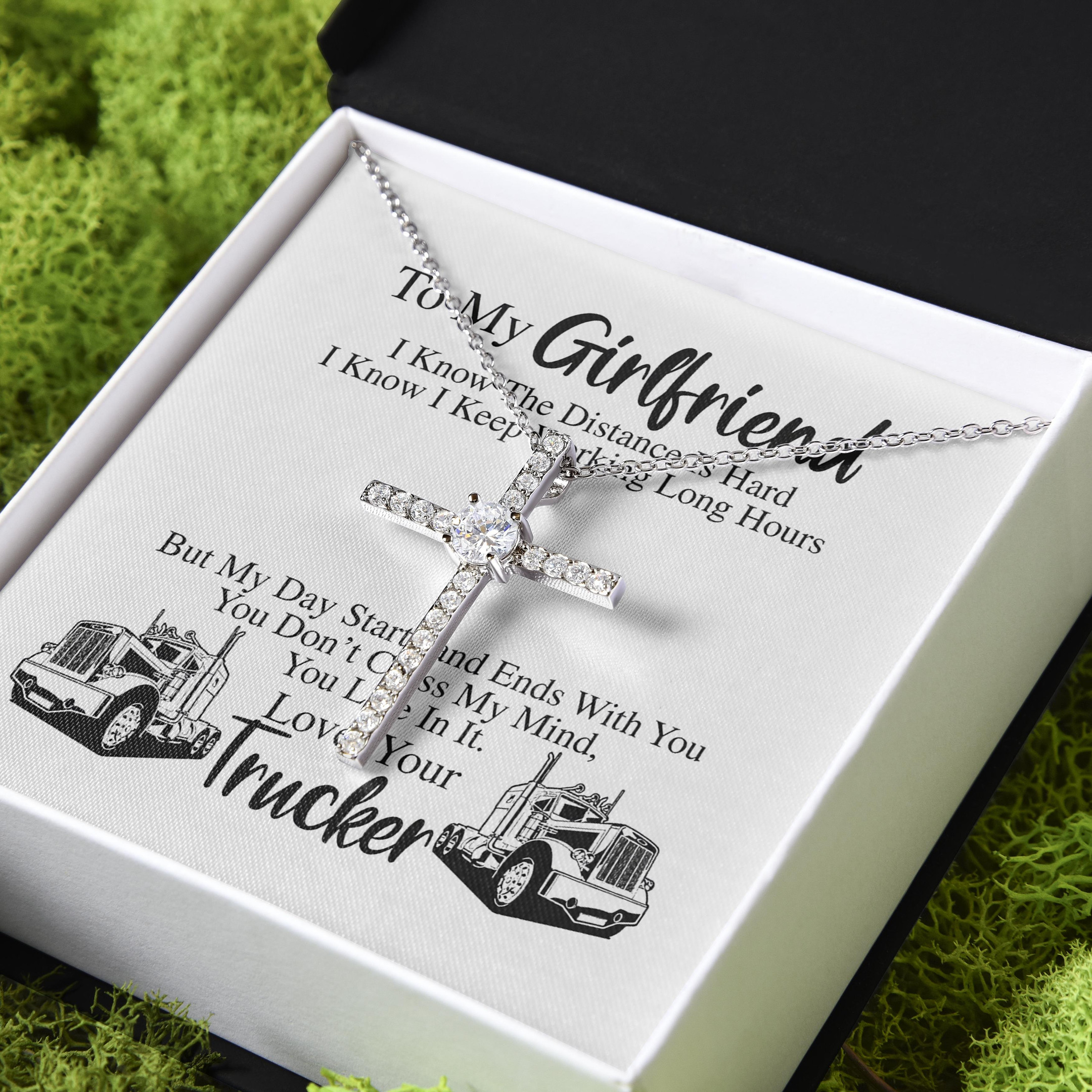 Gift For Girlfriend I Know The Distance Is Hard CZ Cross Necklace