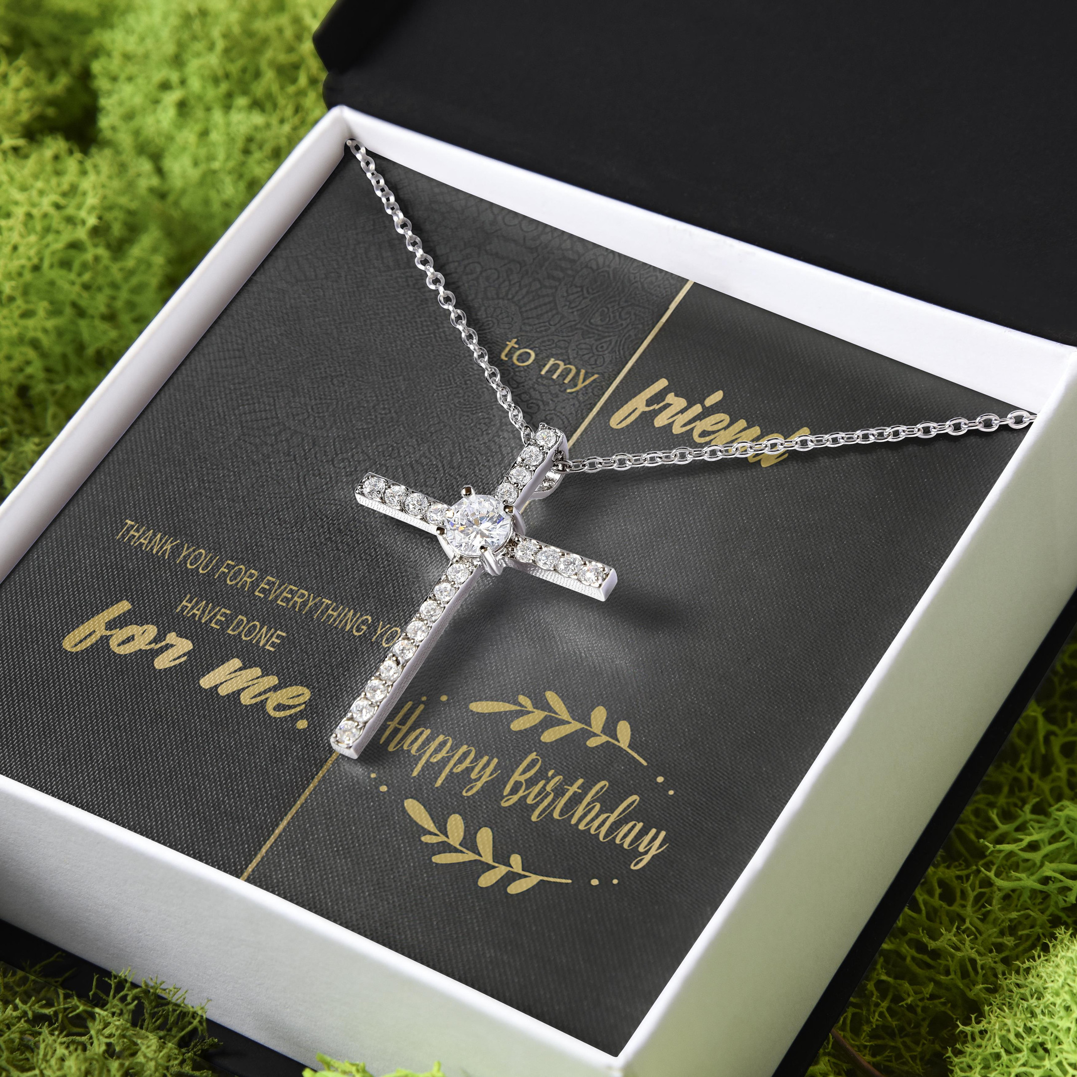 Gift For Girlfriend I Want To Be Your Last Everything CZ Cross Necklace