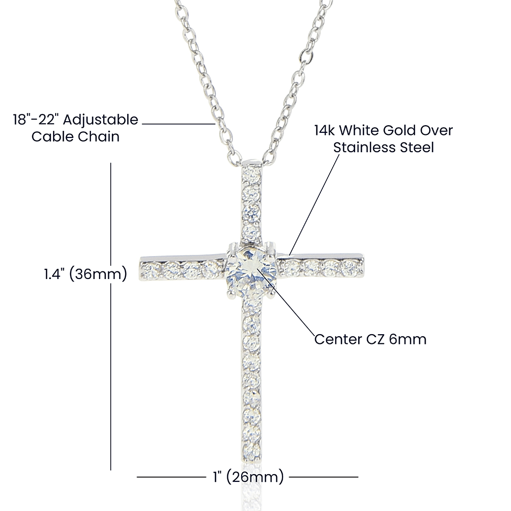 Gift For Granddaughter CZ Cross Necklace Always Keep Me In Your Heart