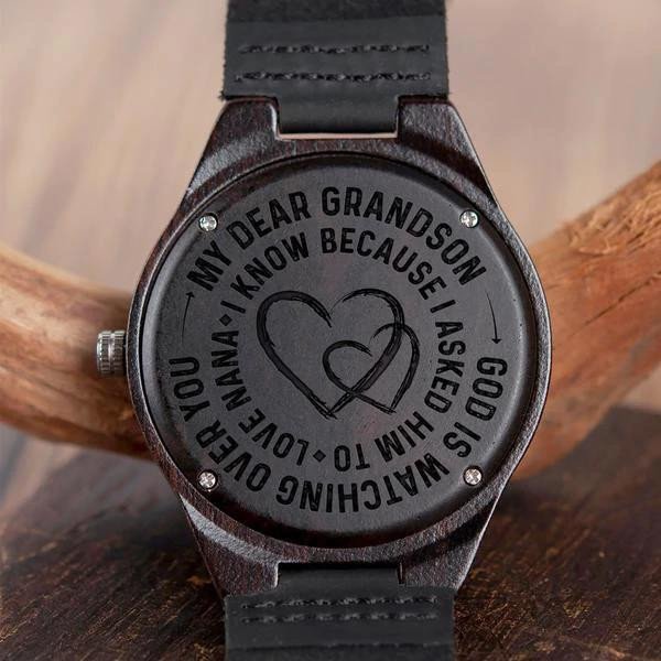 Gift For Grandson I Know Because I Asked Him To Love Engraved Wooden Watch