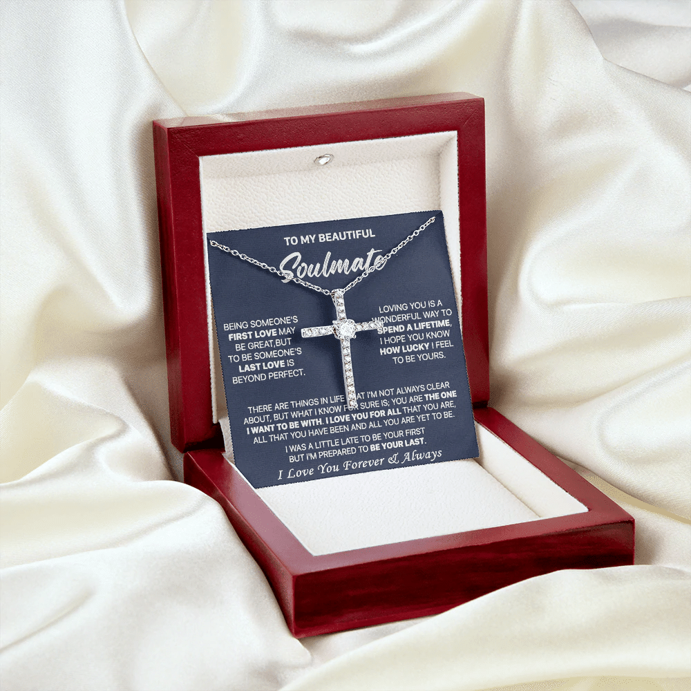 Gift For Her CZ Cross Necklace I Love You For All That You Are