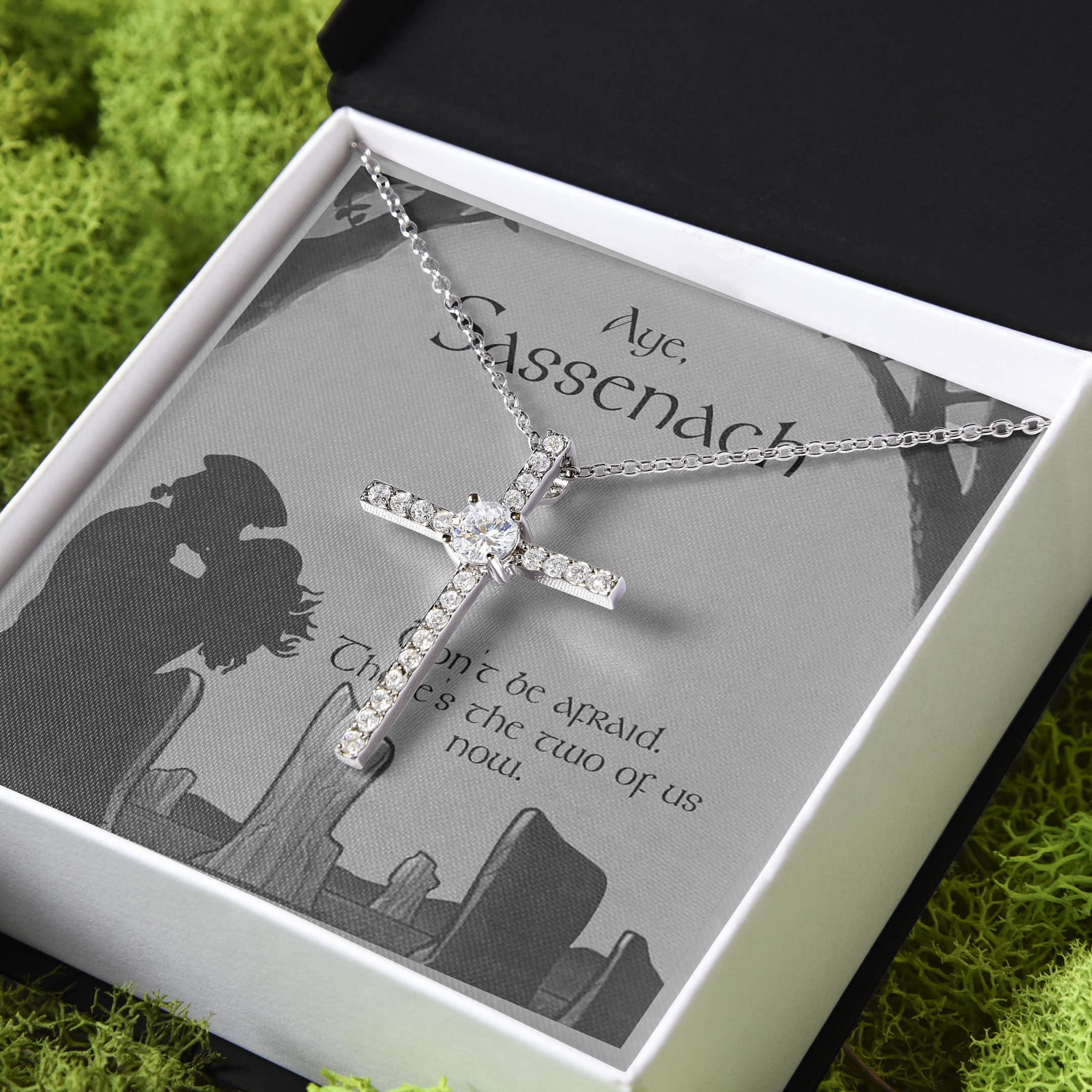 Gift For Her My Sassenach There's The Two Of Us Now CZ Cross Necklace