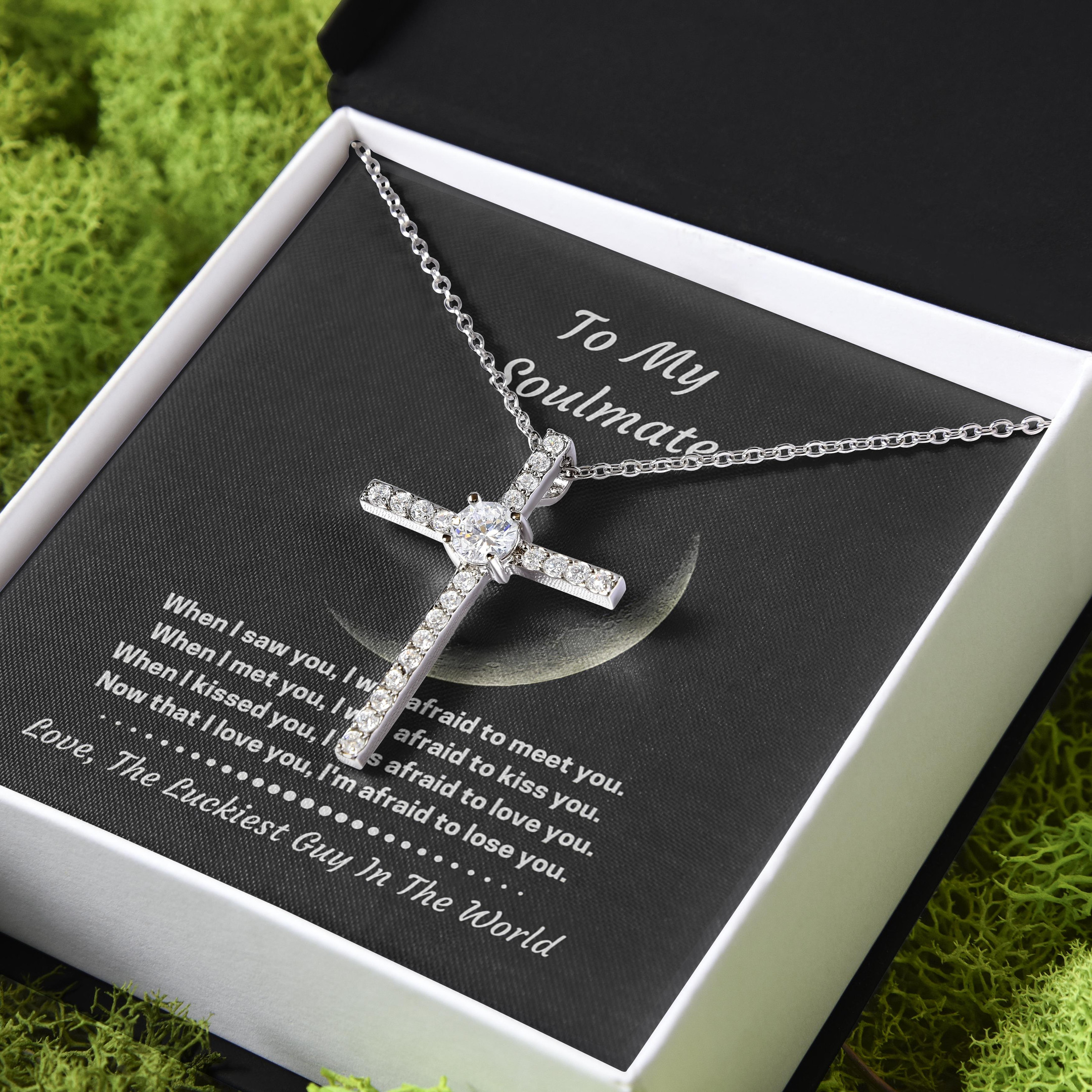 Gift For Her Soulmate I'm Afraid To Lose You CZ Cross Necklace