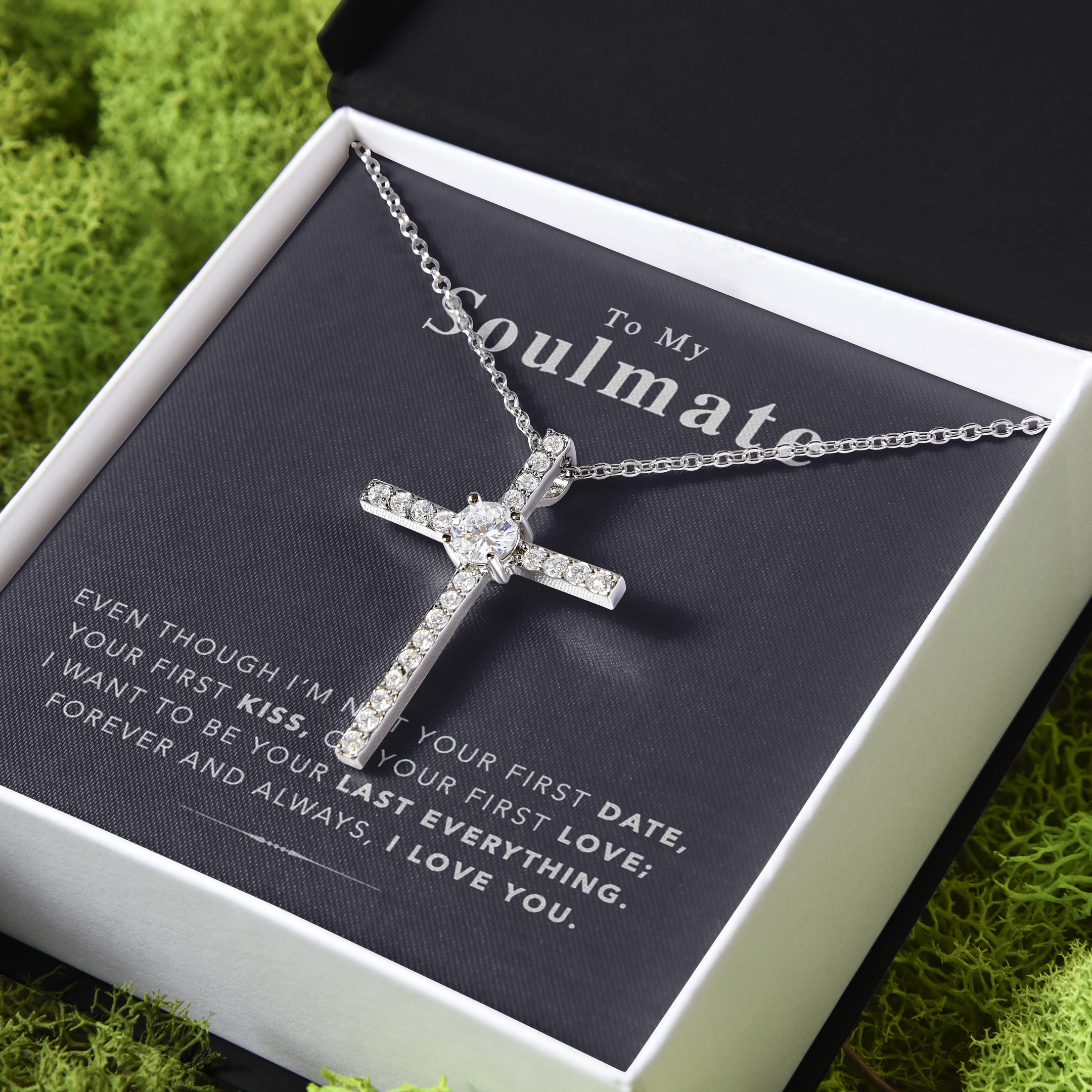 Gift For Her Your Last Everything To Soulmate CZ Cross Necklace