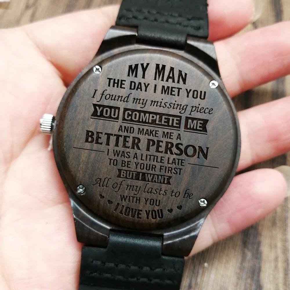 Gift For Him I Was A Little Late To Be Your First Engraved Wooden Watch