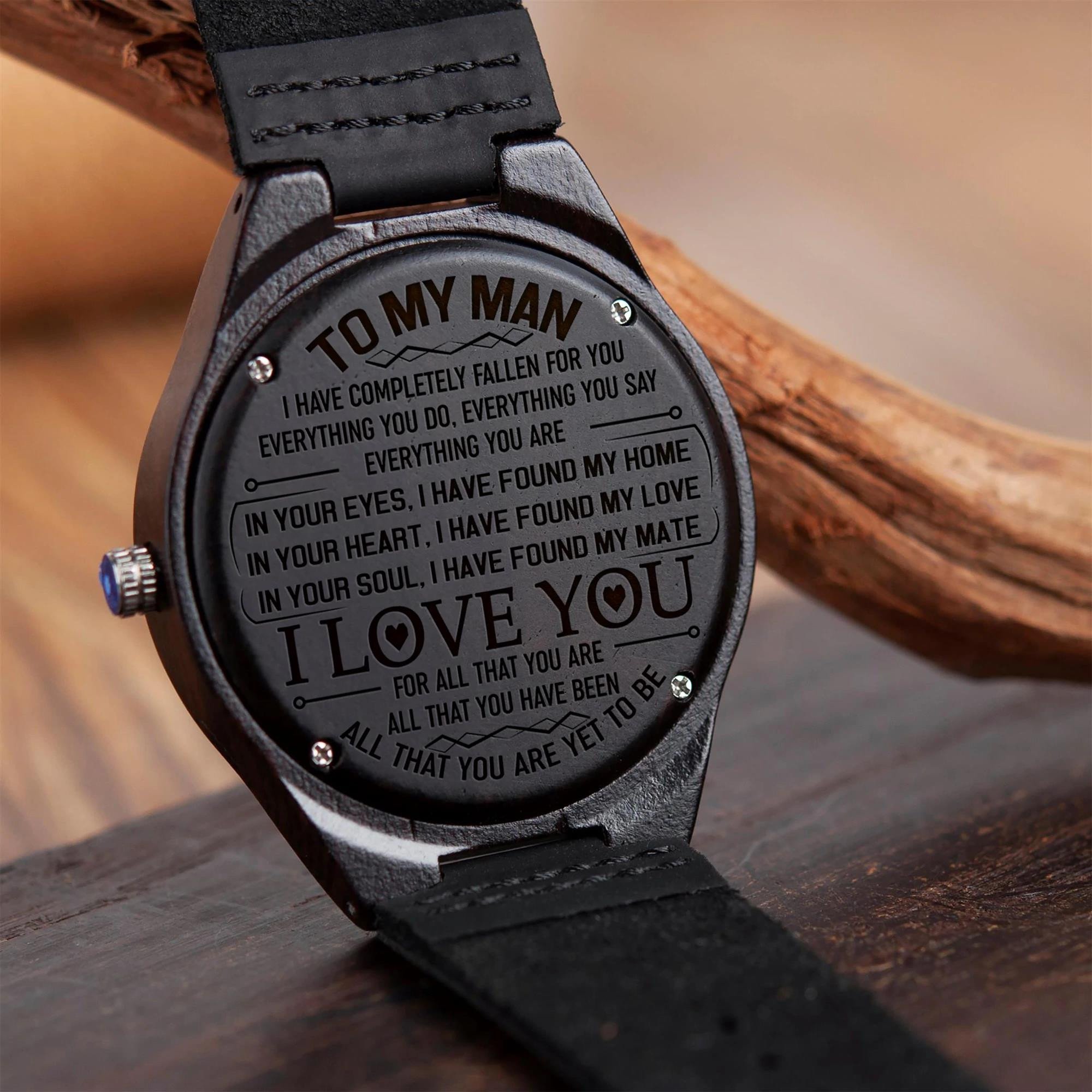 Gift For Him In Your Heart I Have Found My Love Engraved Wooden Watch