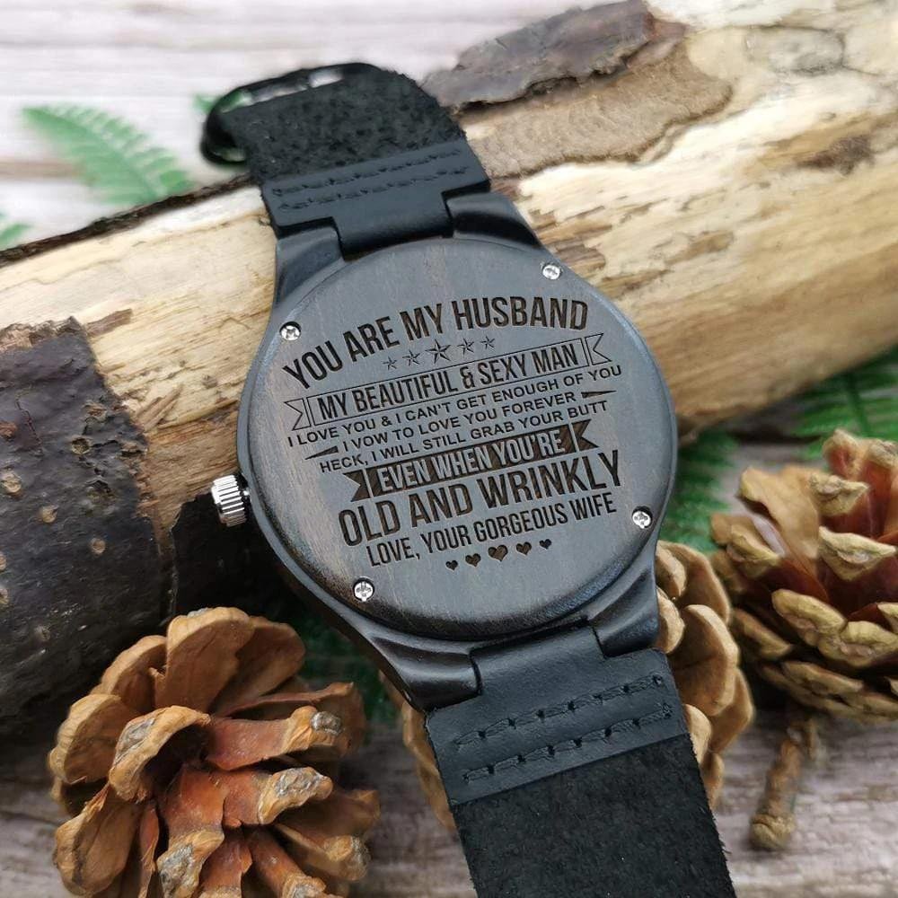 Gift For Husband Beautiful And Sexy Man Engraved Wooden Watch